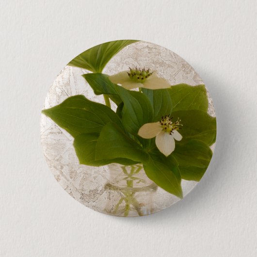Getextureerde dogwood Bunch Berry Pin on Button (Voorkant)