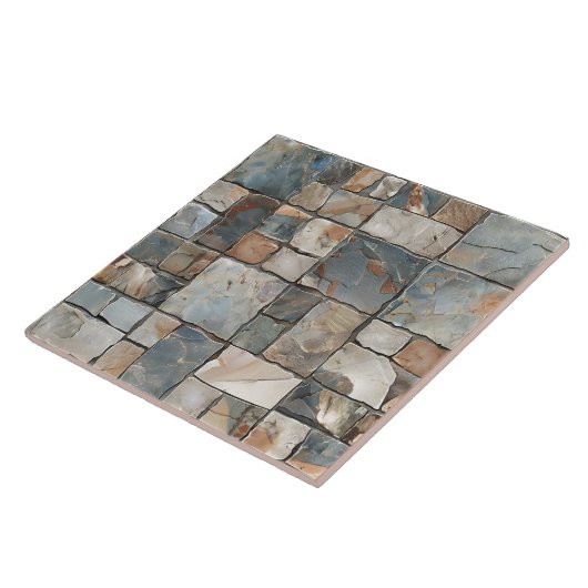 Getextureerde Flagstone Tegels in aardse tinten Tegeltje (Zijkant)