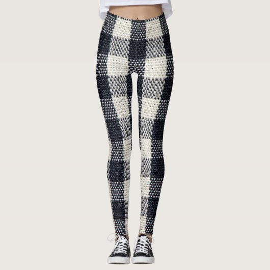 Getextureerde geruite katoenen stof achtergrond leggings (Voorkant)