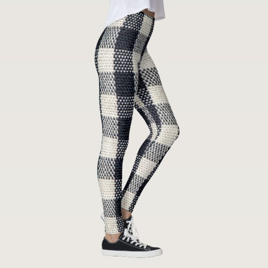 Getextureerde geruite katoenen stof achtergrond leggings (Rechts)
