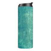 Getextureerde gestript blauwe wand. Achtergrond Thermosbeker (Gedraaid links)