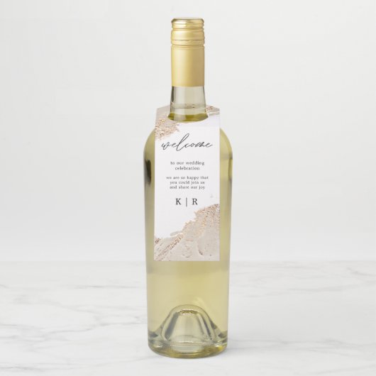 Getextureerde gouden bruiloft fles hanger Labels (Op fles)