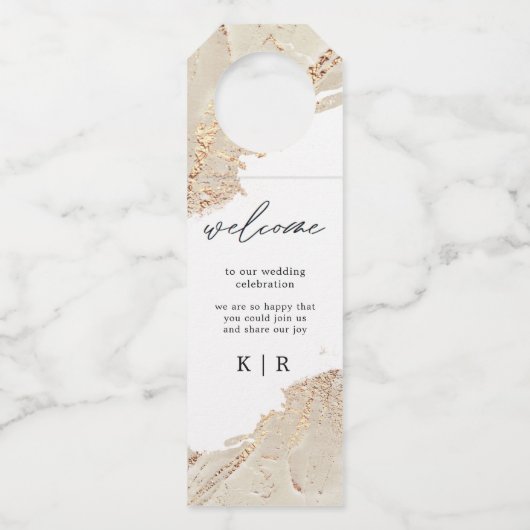 Getextureerde gouden bruiloft fles hanger Labels (Voorkant)