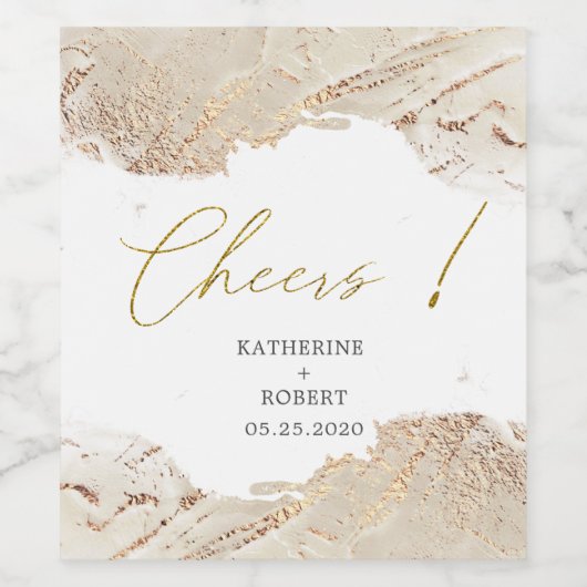 Getextureerde Gouden Cheers Bruiloft Wijn Label Se Wijn Etiket (Enkel label)