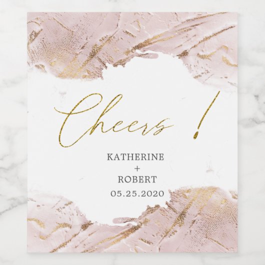 Getextureerde Gouden Cheers Bruiloft Wijn Label Se Wijn Etiket (Enkel label)