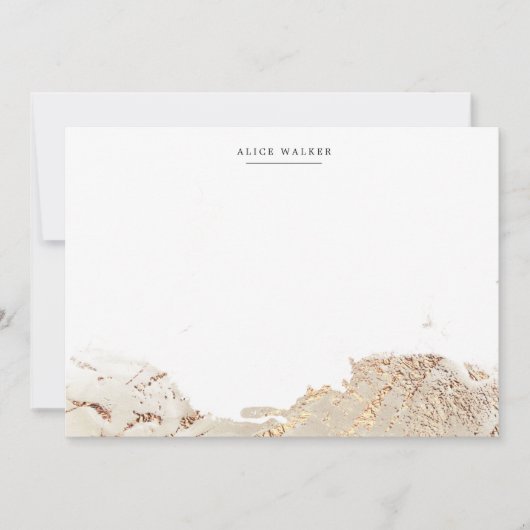 Getextureerde Gouden Faux Folie briefpapier Note K Notitiekaartje (Voorkant)