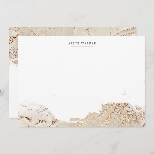 Getextureerde Gouden Faux Folie briefpapier Note K Notitiekaartje (Voorkant / Achterkant)