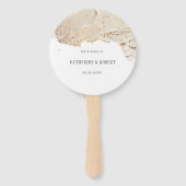 Getextureerde Gouden Faux Folie Bruiloft Hand Fan Handwaaier (Voorkant)