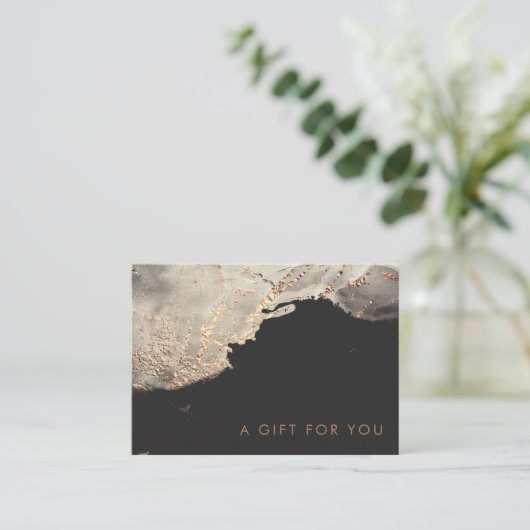 Getextureerde Gouden Faux Folie Cadeaubon Visitekaartje (Staand voorkant)