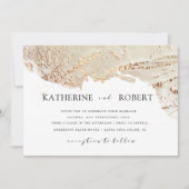 Getextureerde Gouden Faux Folie Modern Huwelijksui Kaart (Voorkant)