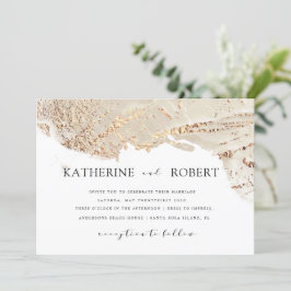 Getextureerde Gouden Faux Folie Modern Huwelijksui Kaart