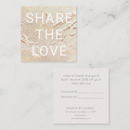 getextureerde gouden faux folie moderne Loyalty Ka Vierkante Visitekaartje (Voorkant / Achterkant)