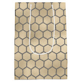 Getextureerde gouden honingraat zeshoek imker patr medium cadeauzakje (Achterkant)