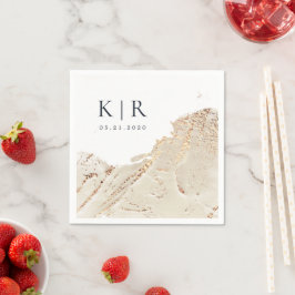 Getextureerde Gouden Moderne Bruiloft Papier Serve Servet