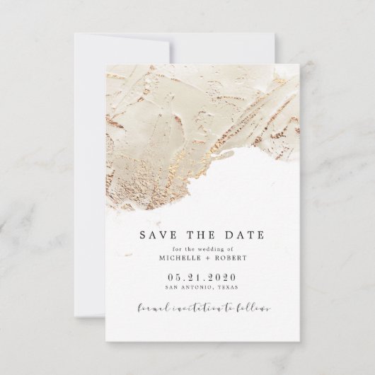 Getextureerde goudfolie foto Save the Date uitnodi Kaart (Voorkant)