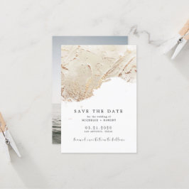 Getextureerde goudfolie foto Save the Date uitnodi Kaart