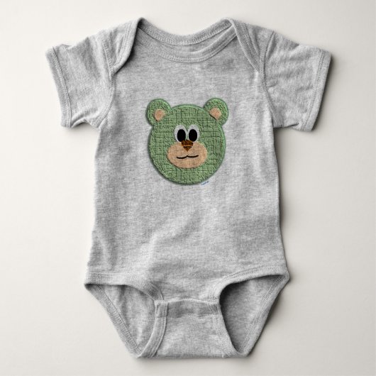 Getextureerde groene Teddy Bear Romper (Voorkant)
