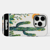 Getextureerde Impasto Desert Cactus smartphone Case-Mate iPhone Case (Achterkant (horizontaal))