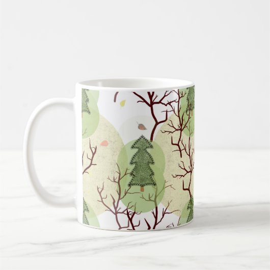 Getextureerde kerstbomen en gedroogde bomen. koffiemok (Links)