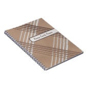 Getextureerde Khaki Brown Plaid Print Familiereüni Notitieboek (Rechterzijde)