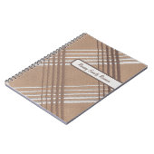 Getextureerde Khaki Brown Plaid Print Familiereüni Notitieboek (Linkerzijde)