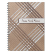 Getextureerde Khaki Brown Plaid Print Familiereüni Notitieboek (Voorkant)