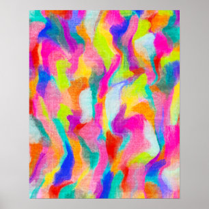 Getextureerde Kleurrijke Abstracte Aquarel Schilde Poster