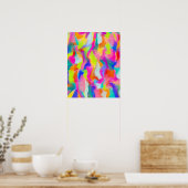 Getextureerde Kleurrijke Abstracte Aquarel Schilde Poster (Keuken)