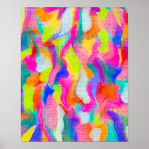 Getextureerde Kleurrijke Abstracte Aquarel Schilde Poster