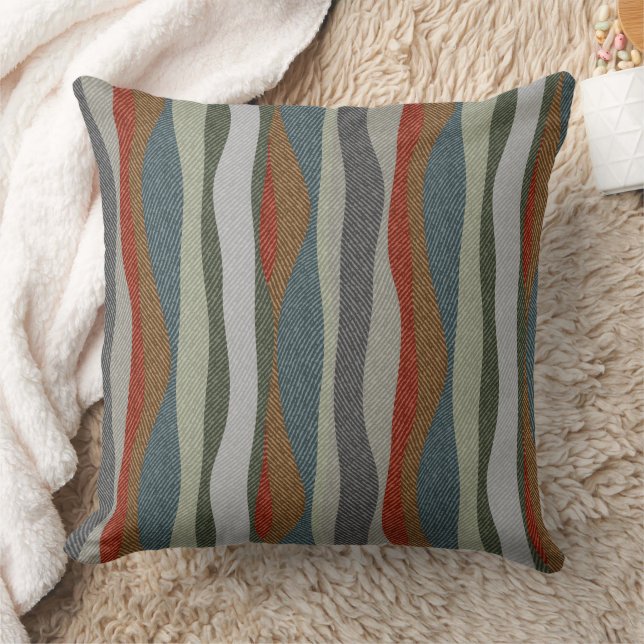 Getextureerde kleurrijke visgraat gestreept kussen (Deken)