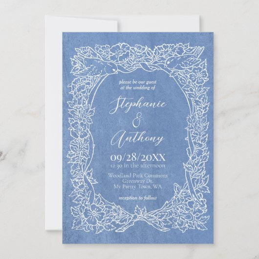 Getextureerde korenbloem Blauw Wildbloem Vogel Bru Kaart (Voorkant)