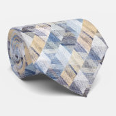 Getextureerde lichtblauwe, beige zigzag-stropdas stropdas (Opgerold)