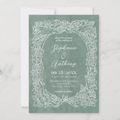 Getextureerde Lichte Sage Groene Wildflower Vogel  Kaart (Voorkant)