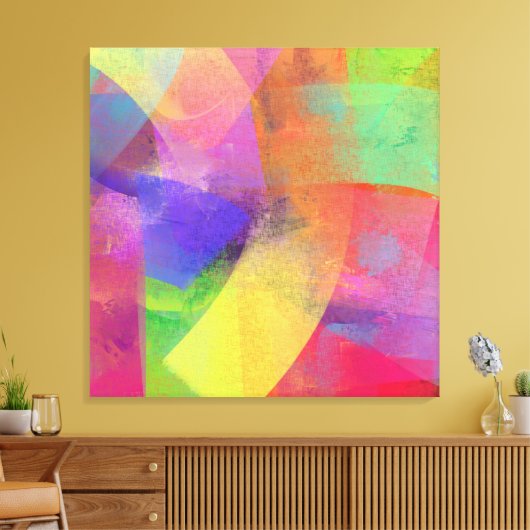 Getextureerde look Abstracte regenboogkleuren Canvas Afdruk (Insitu (Woonkamer))