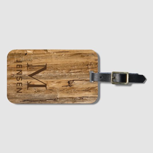 Getextureerde moderne monogram, gepersonaliseerde  bagagelabel (Voorkant (horizontaal))