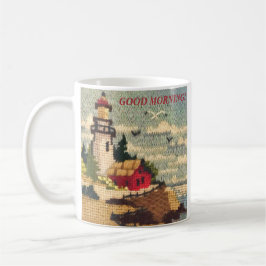 GETEXTUREERDE NEEDLEPOINT LIGHTHOUSE PEACEFUEEL SE KOFFIEMOK