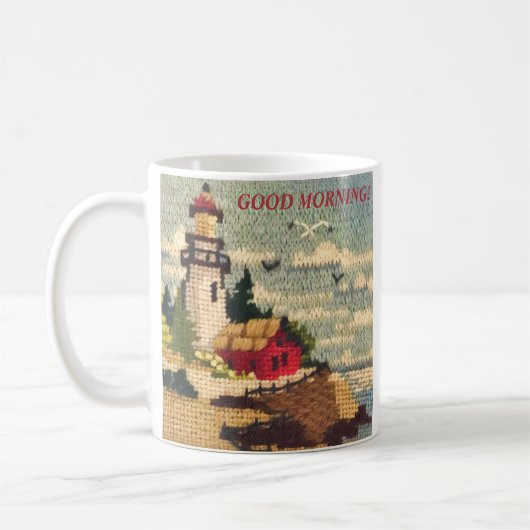 GETEXTUREERDE NEEDLEPOINT LIGHTHOUSE PEACEFUEEL SE KOFFIEMOK (Links)