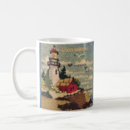 GETEXTUREERDE NEEDLEPOINT LIGHTHOUSE PEACEFUEEL SE KOFFIEMOK (Links)