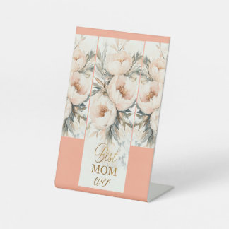 Getextureerde olieverfstijl pioenen - elegante mot reclamebord met voetstuk