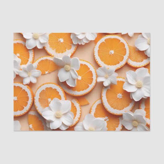 Getextureerde Oranje bloesem Tissuepapier (Voorkant)