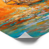 Getextureerde Oranje impressionistische zeegezicht Poster (Hoek)