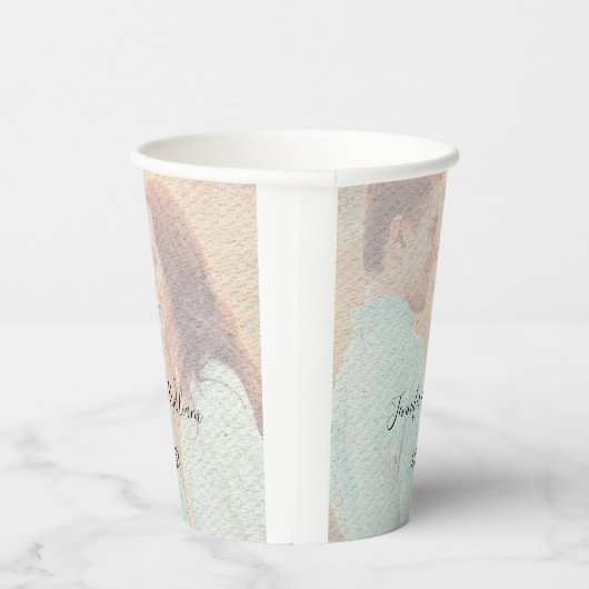 Getextureerde overlay vervaagd foto gepersonalisee papieren bekers (Rechts)