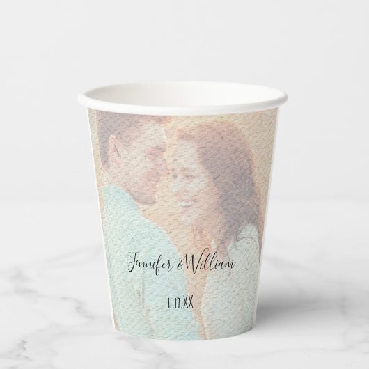 Getextureerde overlay vervaagd foto gepersonalisee papieren bekers (Voorkant)