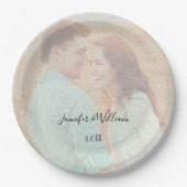 Getextureerde overlay vervaagd foto gepersonalisee papieren bordje (Voorkant)