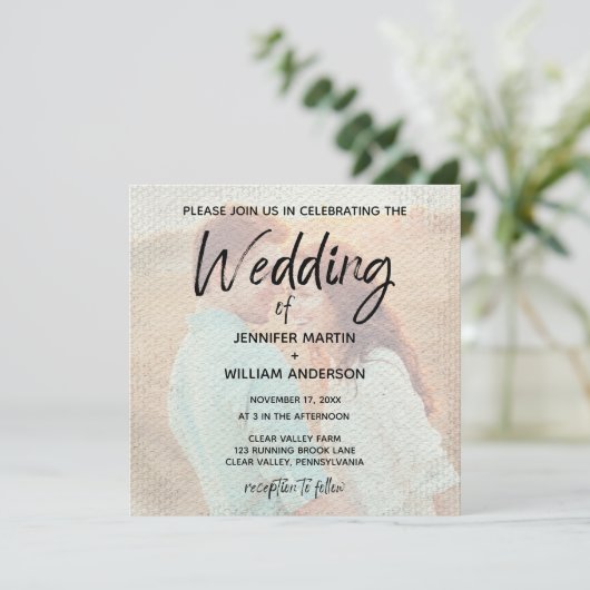 Getextureerde overlay vervaagd foto vierkante brui kaart (Staand voorkant)