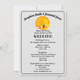 Getextureerde Paar Zonsondergang Bruiloft Kaart In