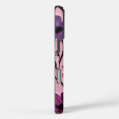 Getextureerde paarse bloemen op roze Case-Mate iPhone case (Achterkant / Rechts)