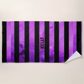 getextureerde paarse en zwarte strepen strandlaken (Voorkant)