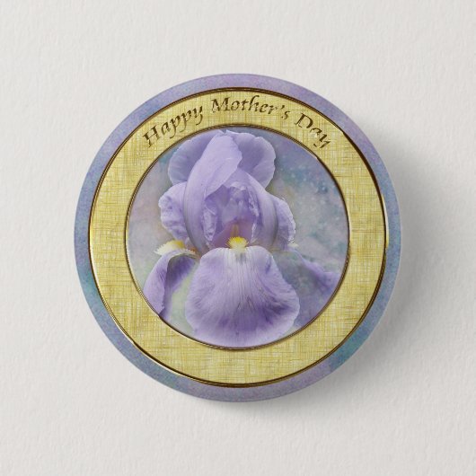 Getextureerde Paarse Iris Moederdag Button (Voorkant)