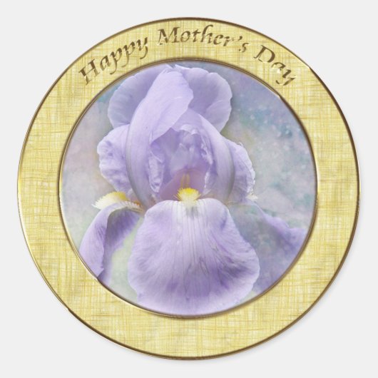 Getextureerde Paarse Iris Moederdag Sticker (Voorkant)